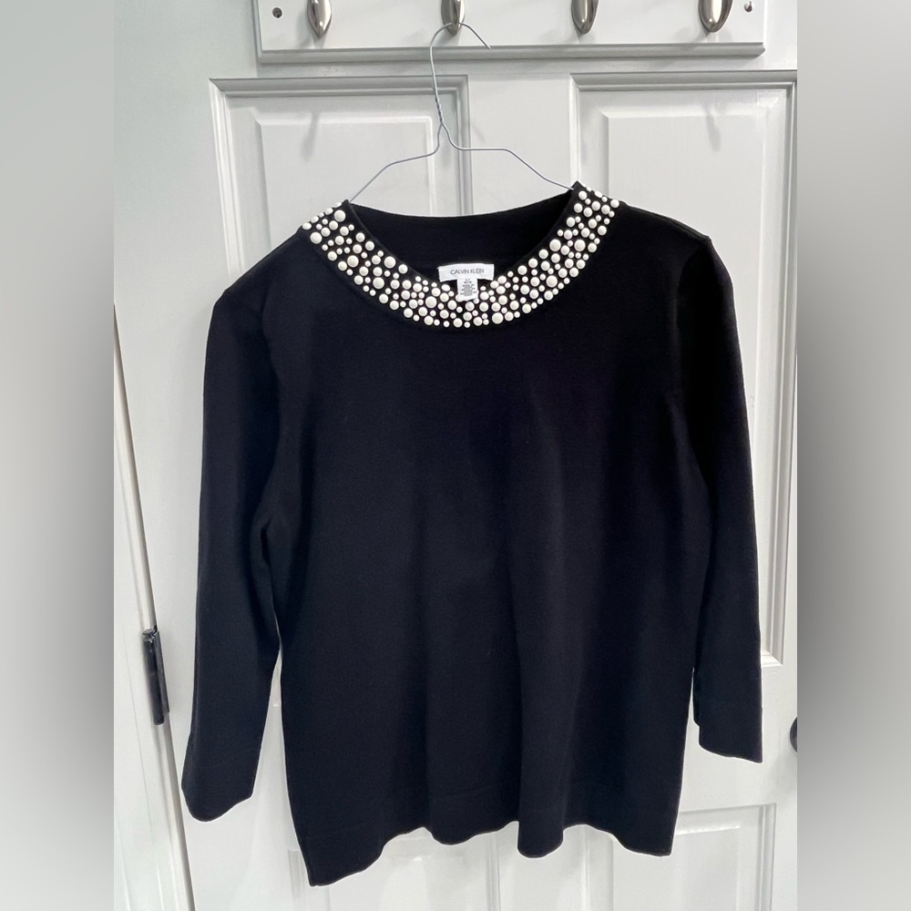 Calvin Klein Black Top with White Accents
